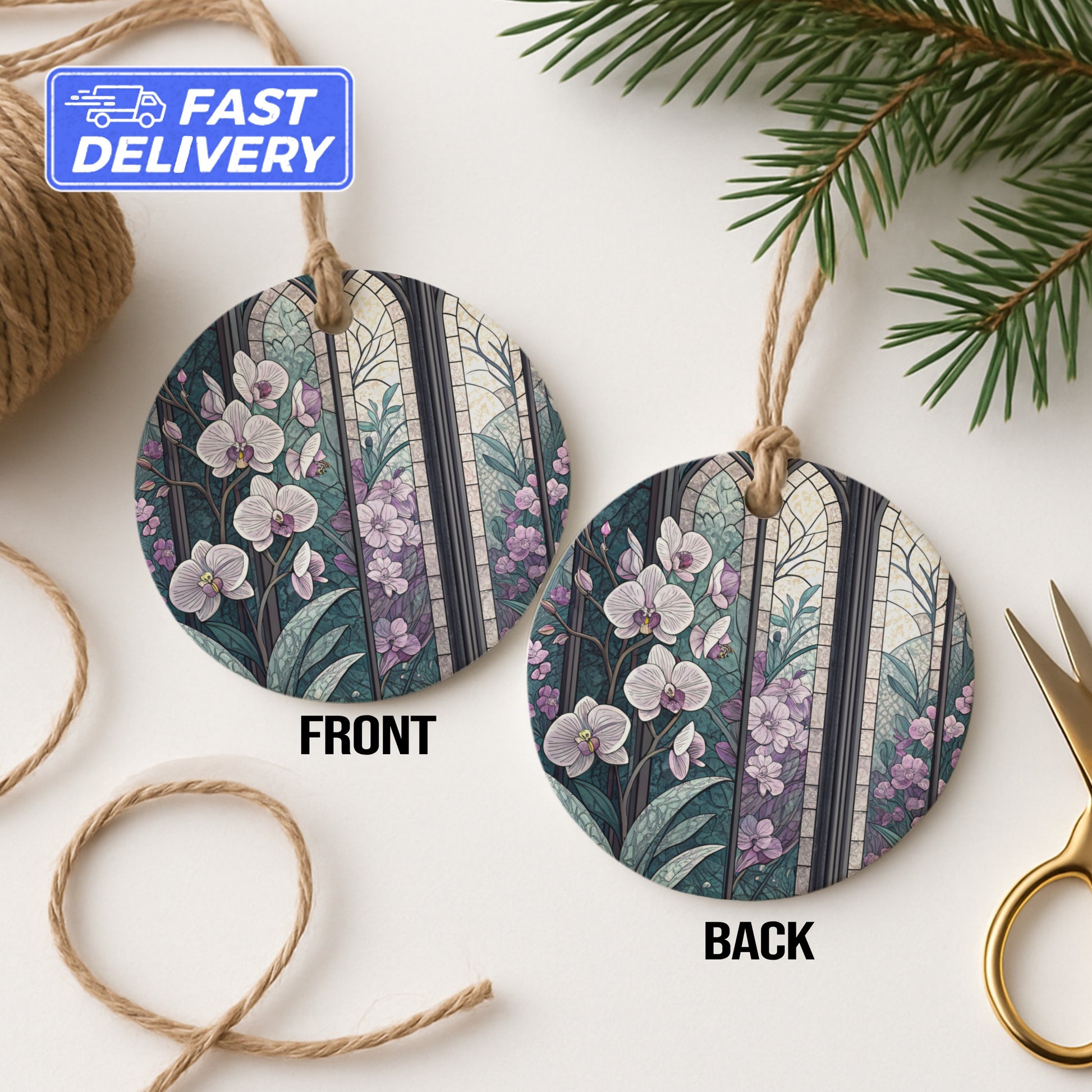Floral Botanical Double-Sided Hanging Ornament