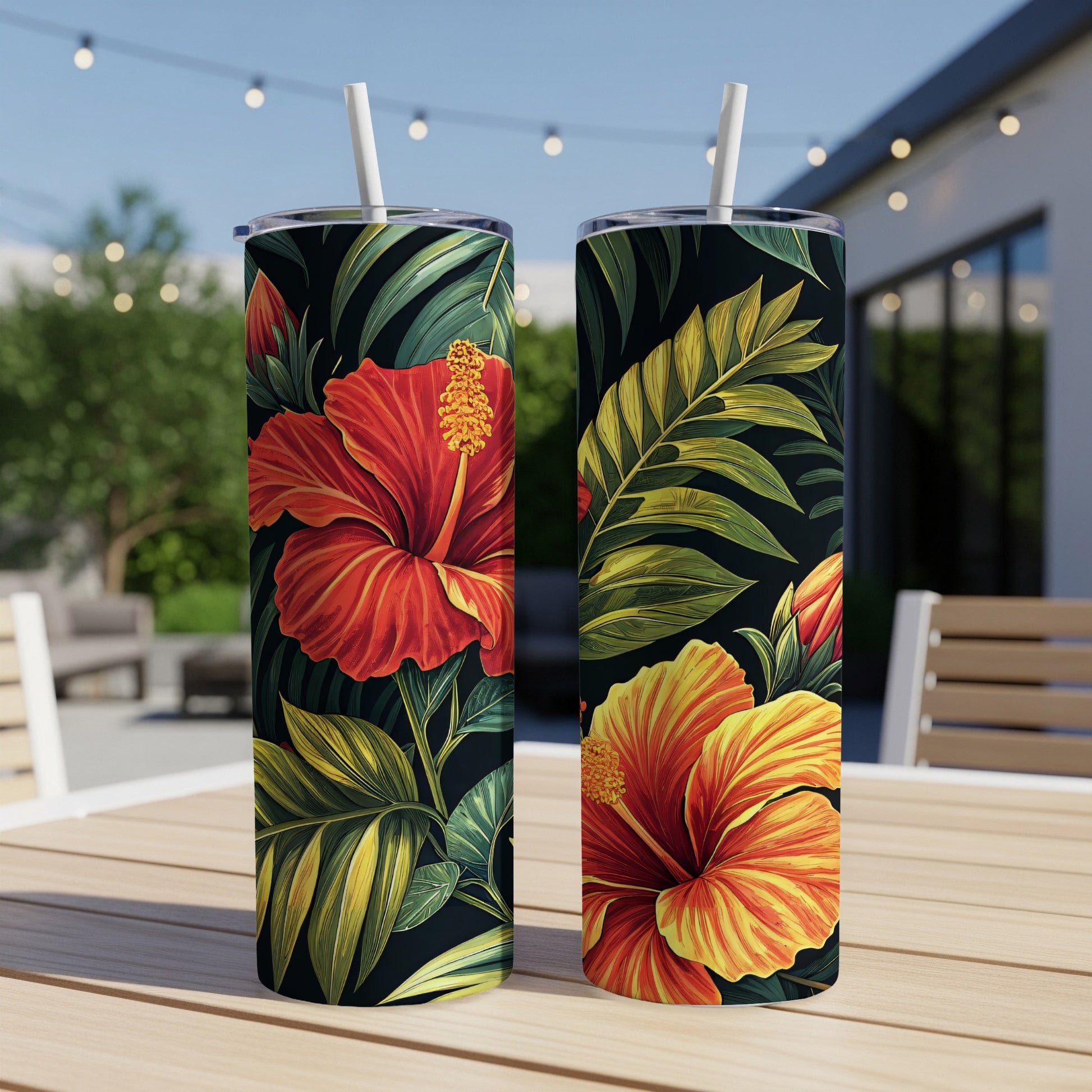 Vibrant Tropical Flower Design Insulated Tumbler