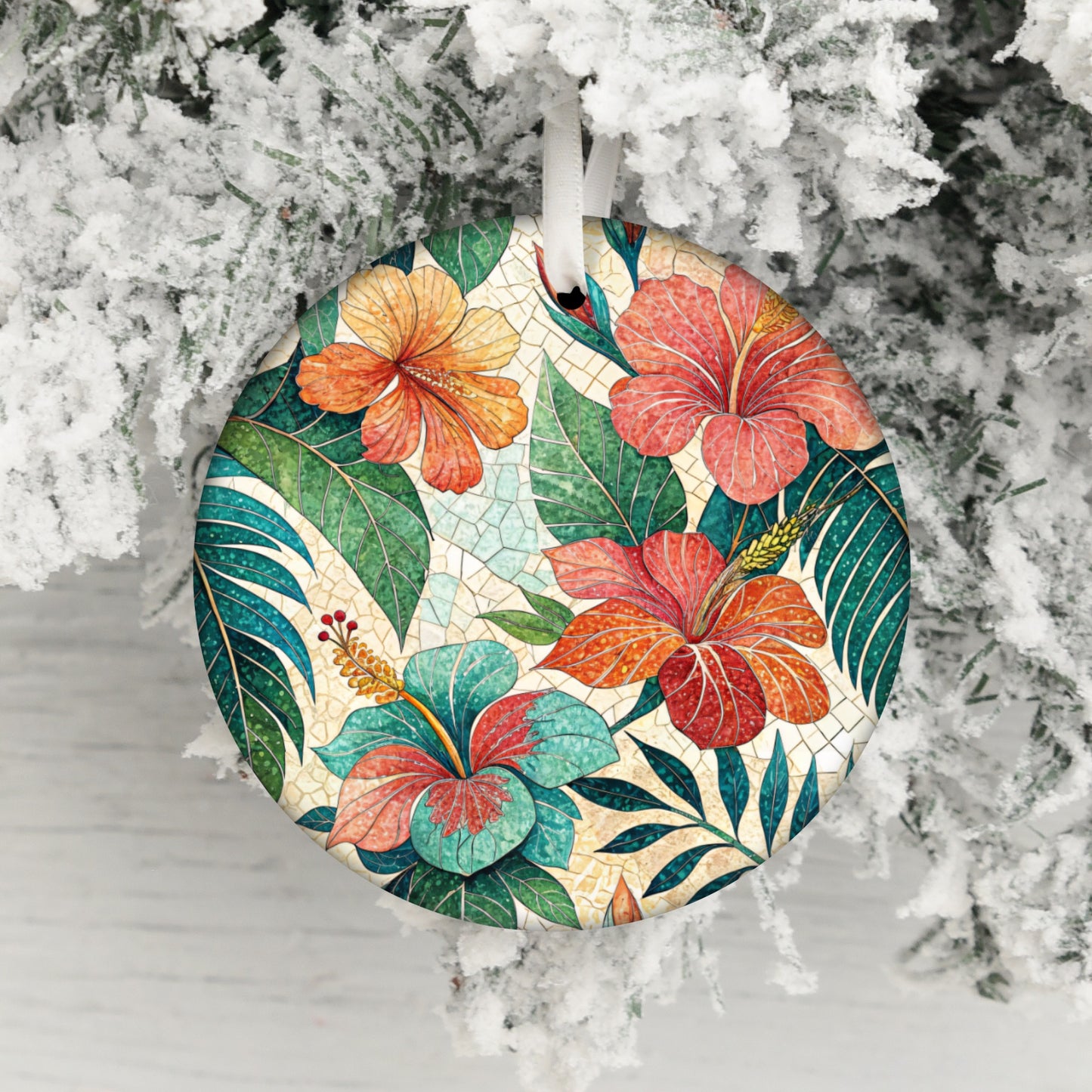 Vibrant Floral Design Holiday Ornament Christmas Decor