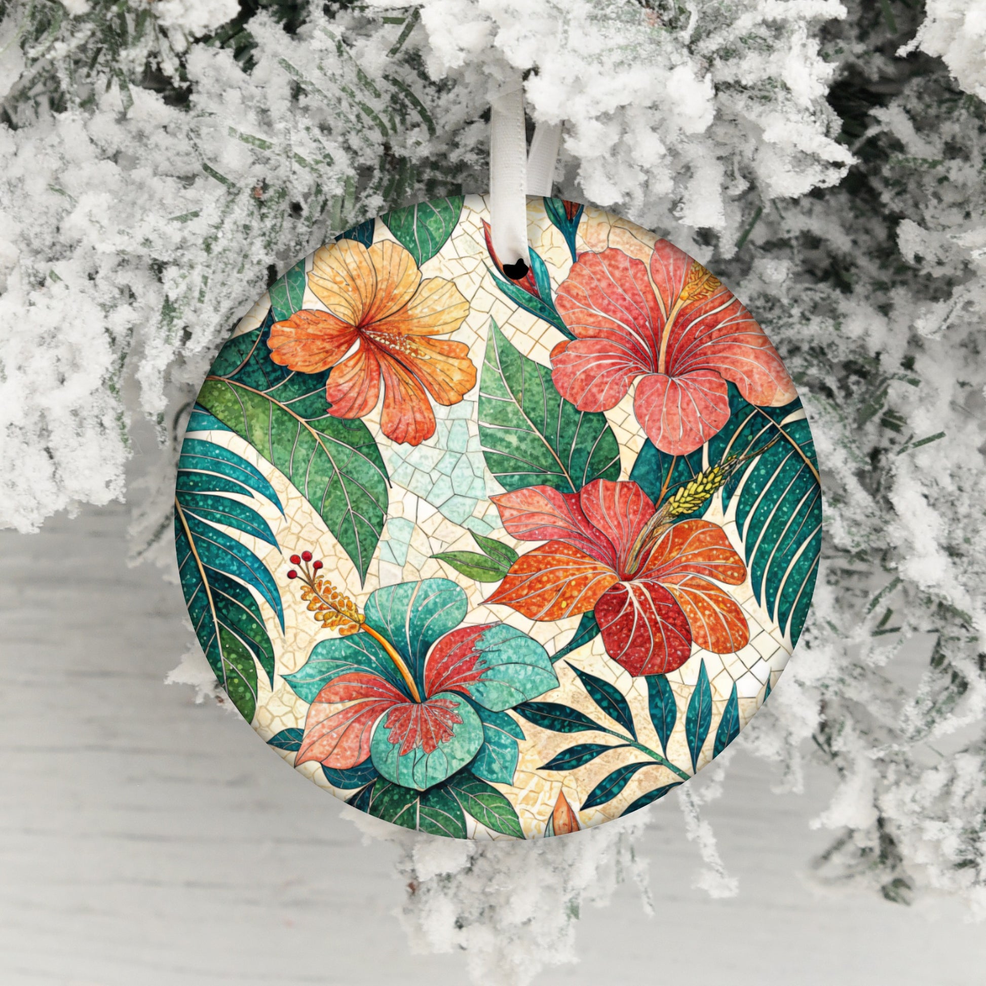 Vibrant Floral Design Holiday Ornament Christmas Decor