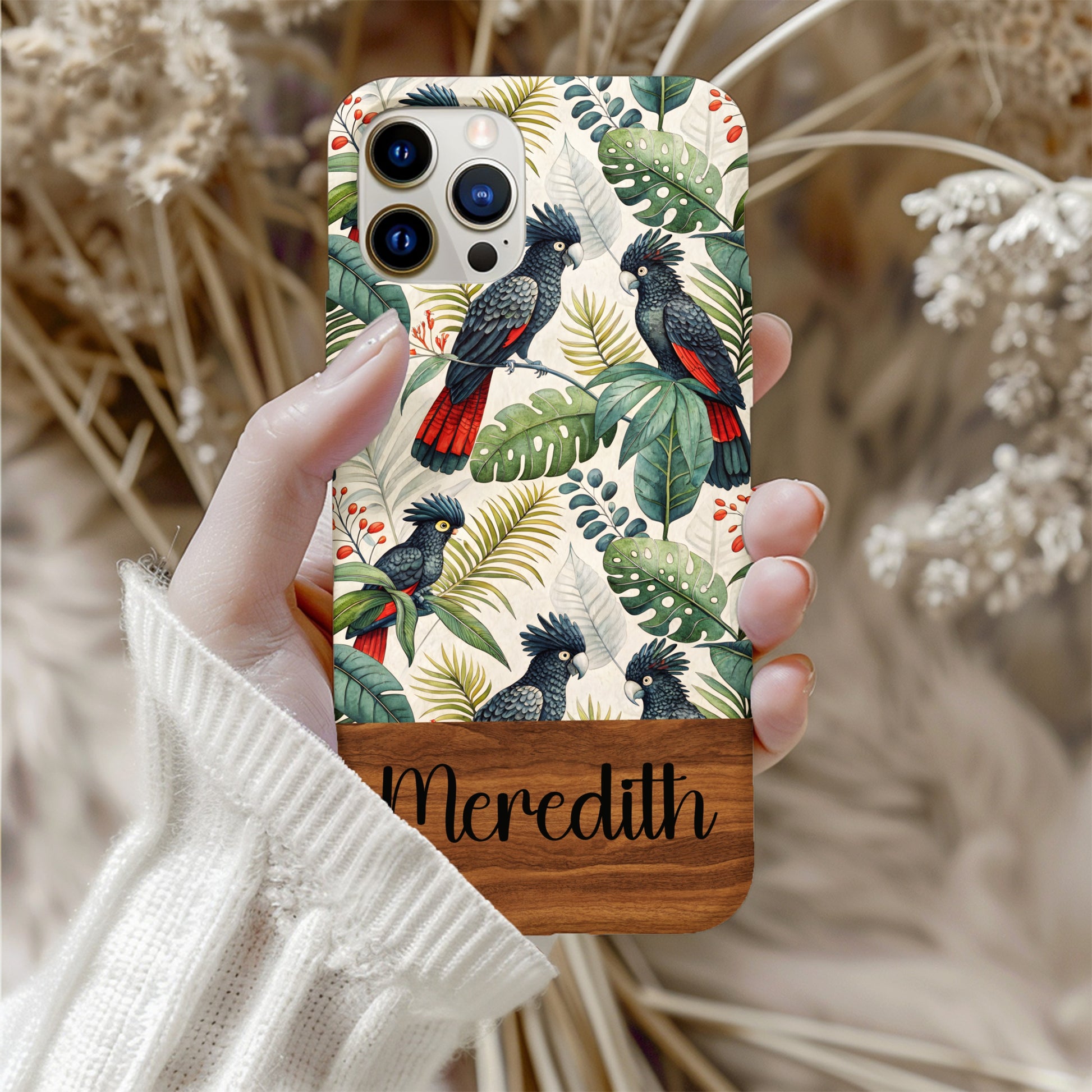 Tropical Cockatoo Birds Among Green Leaves With Custom Name - Walk Greener