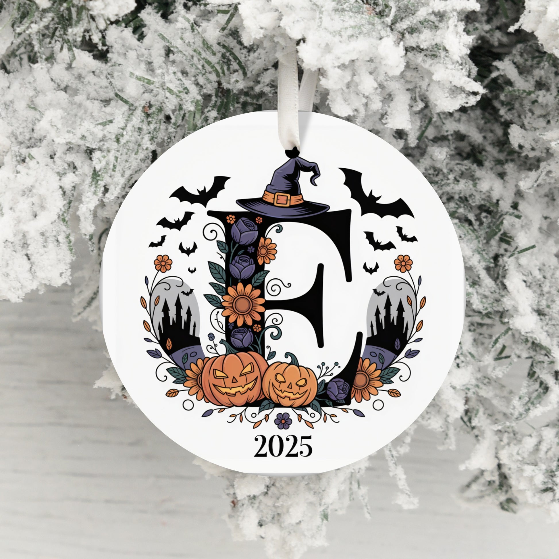 Personalized Halloween Witch Initial Christmas Ornament product