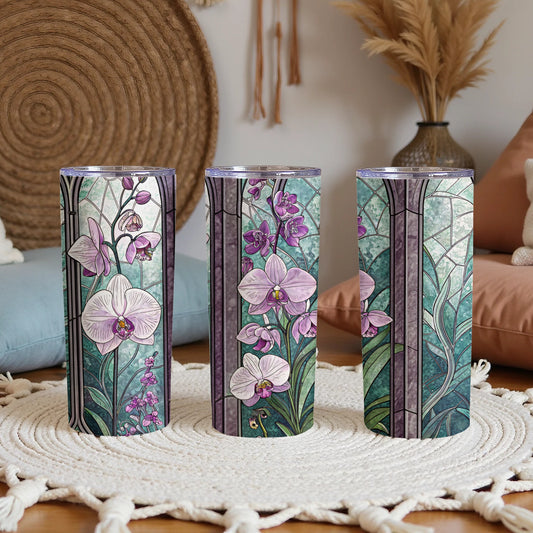 Stained Glass Orchid Florals Design Premium Style - Walk Greener