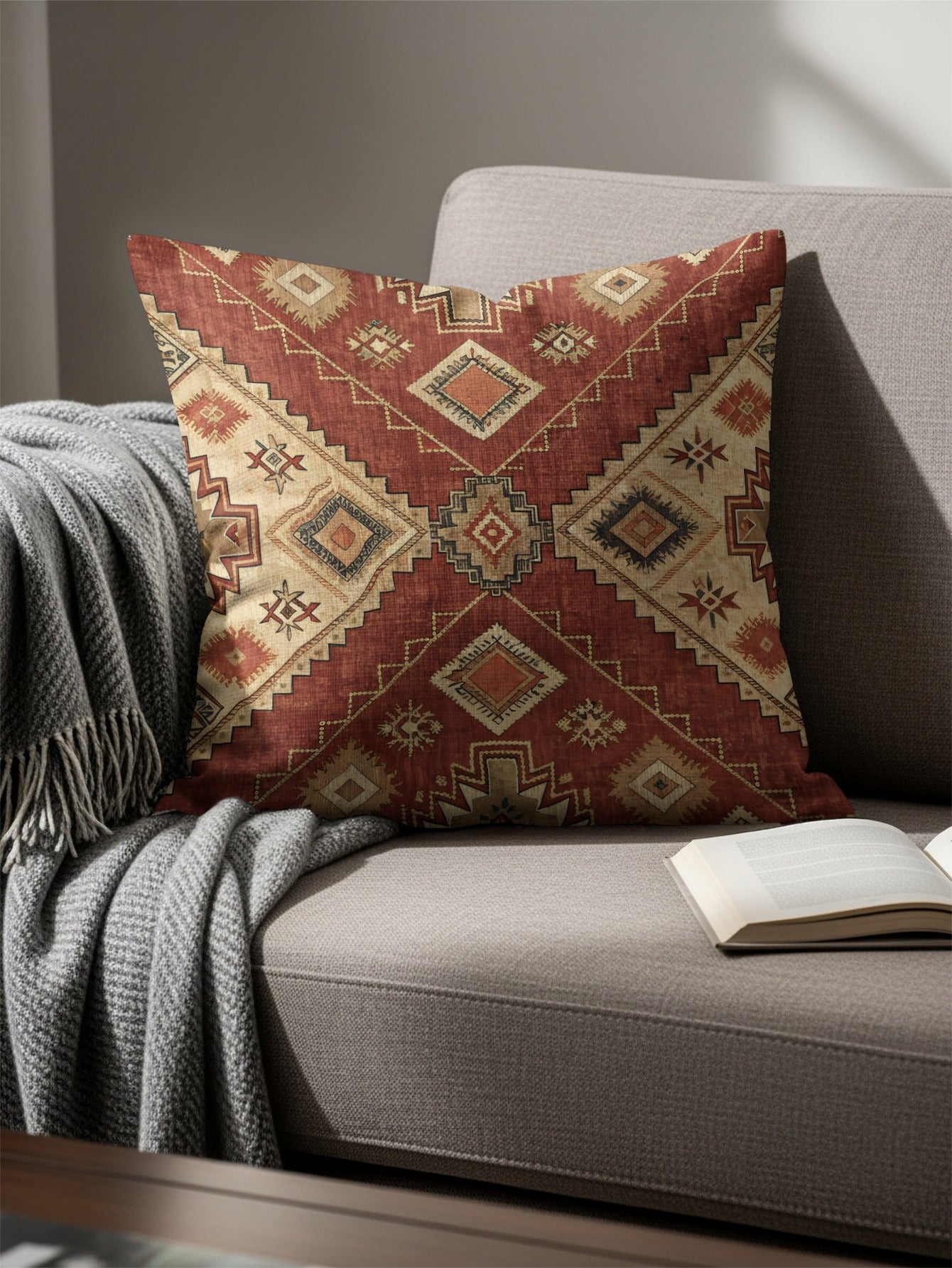 Geometric Patterned Decorative Throw Pillow for Couch
