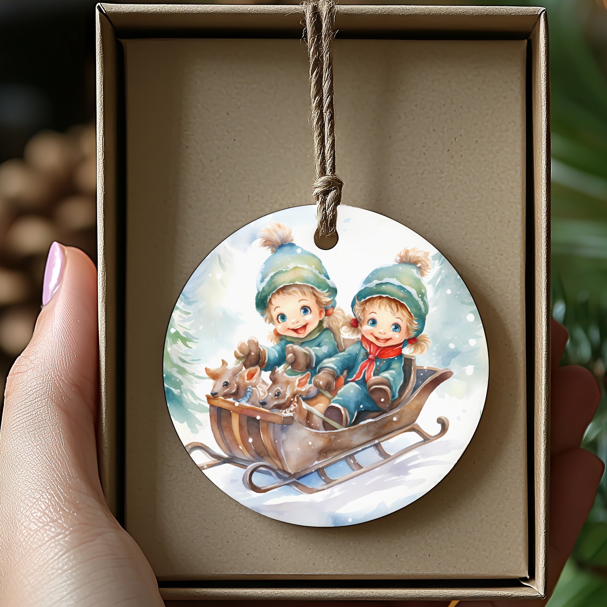 Children with Sled Hanging Decoration product type