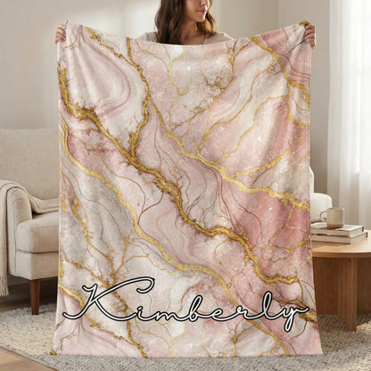 Personalized Marble Pattern Blanket with Kimberly Text