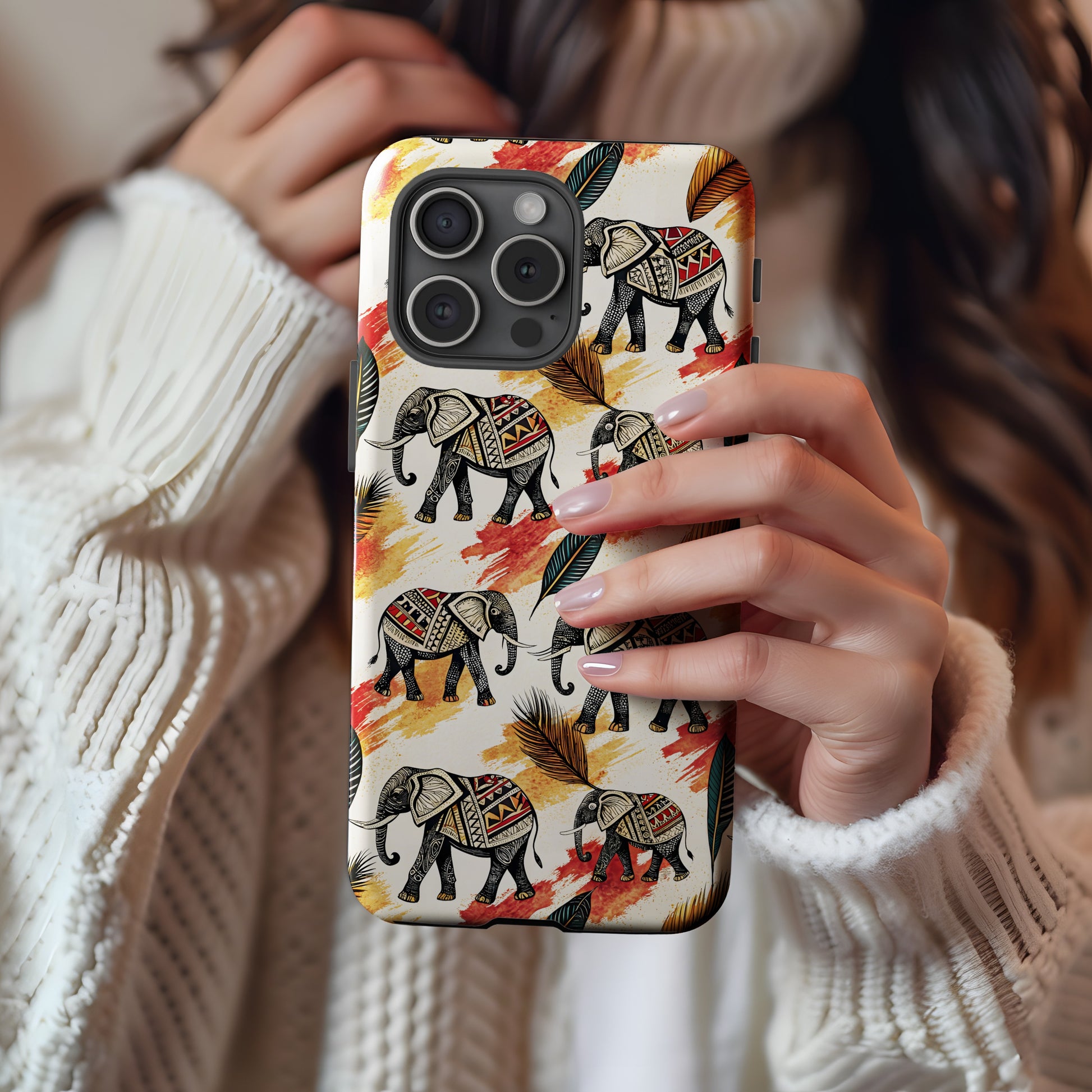 Colorful Artistic Elephant Illustrated Smartphone Case