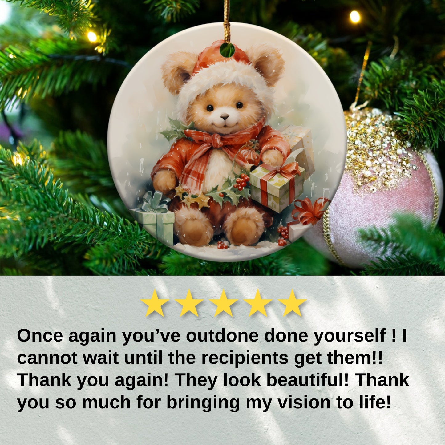 Festive Holiday Bear Ornament for Christmas Tree product