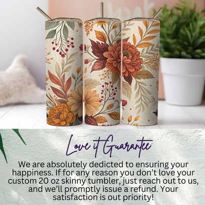Autumn Floral Design Custom 20 oz Skinny Tumbler
