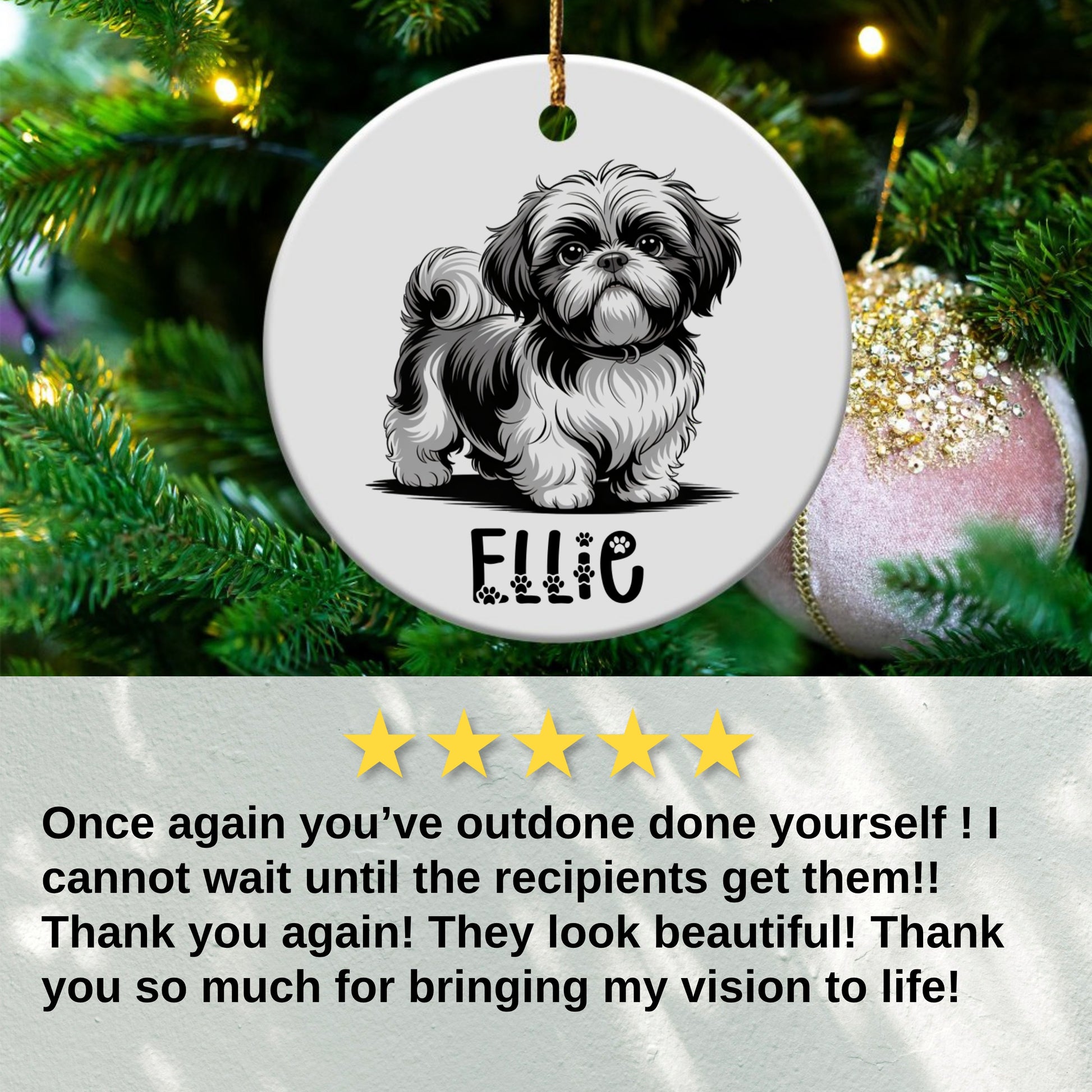 Ellie Shih Tzu Drawing Christmas Decoration product