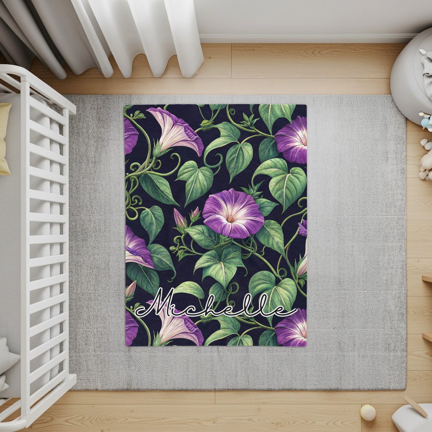 Personalized Michelle Floral Name Rug for Kids Room Decor