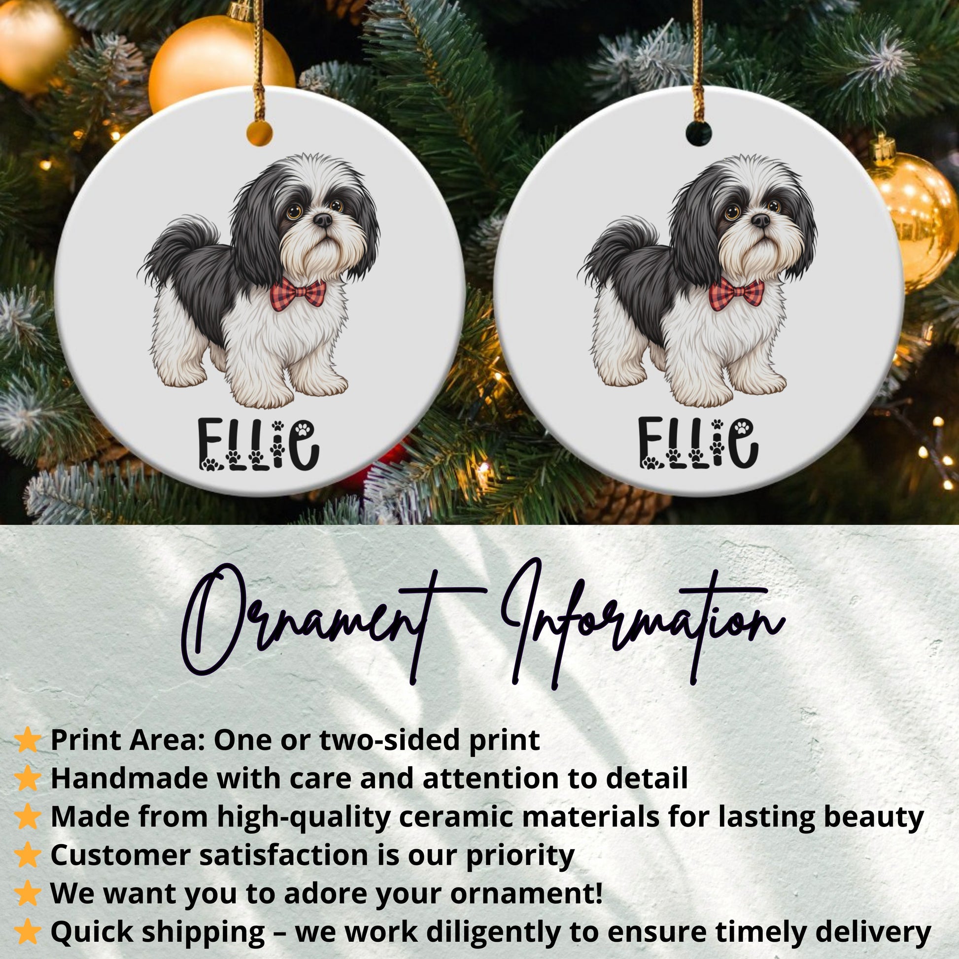 Customizable Shih Tzu Dog Christmas Ornament product type
