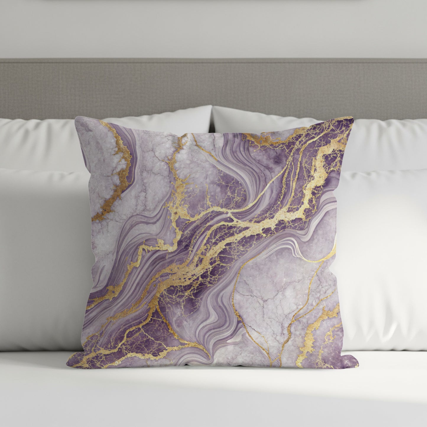 Purple and Gold Marble Print Decorative Cushion Cover