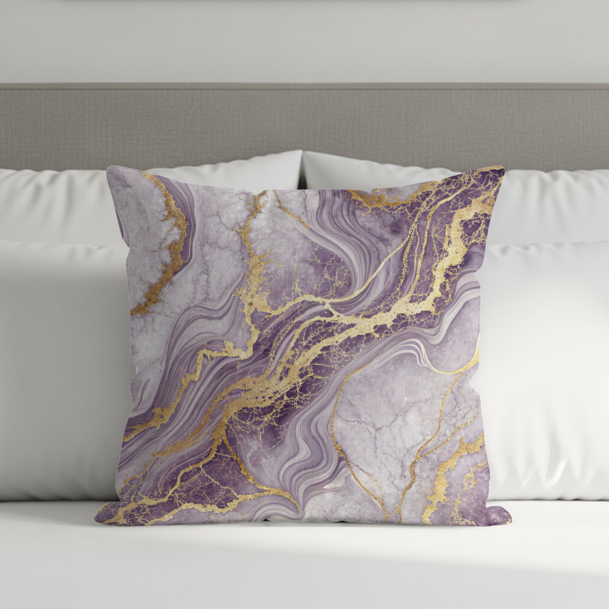 Purple and Gold Marble Print Decorative Cushion Cover