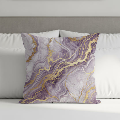 Purple and Gold Marble Print Decorative Cushion Cover