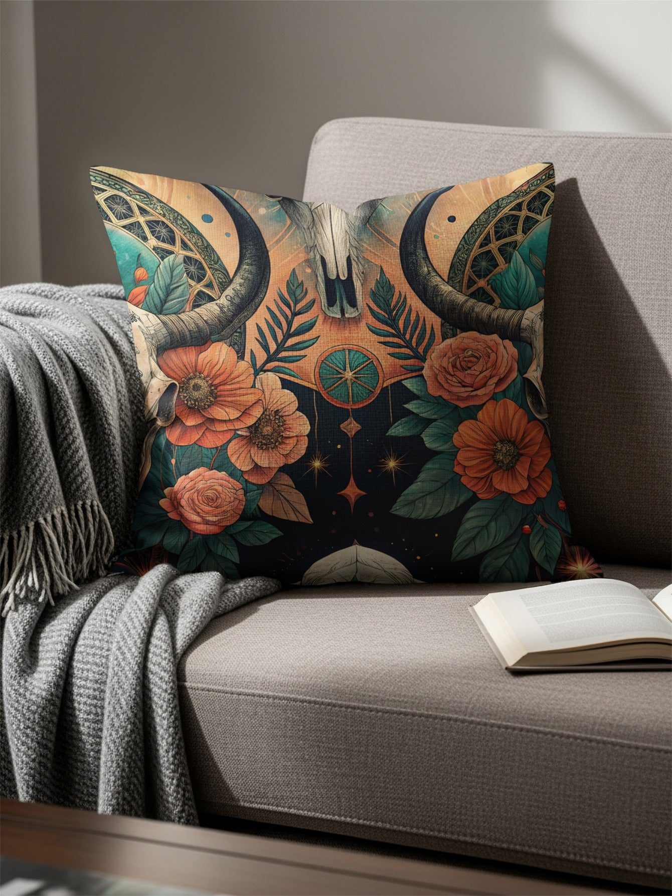 Bohemian Floral Decorative Throw Pillow for Home Decor