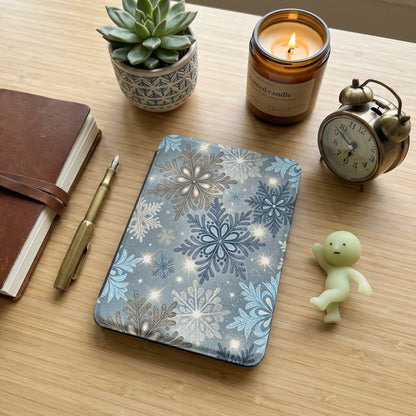 Elegant Winter Snowflake Design Kindle Case Cover