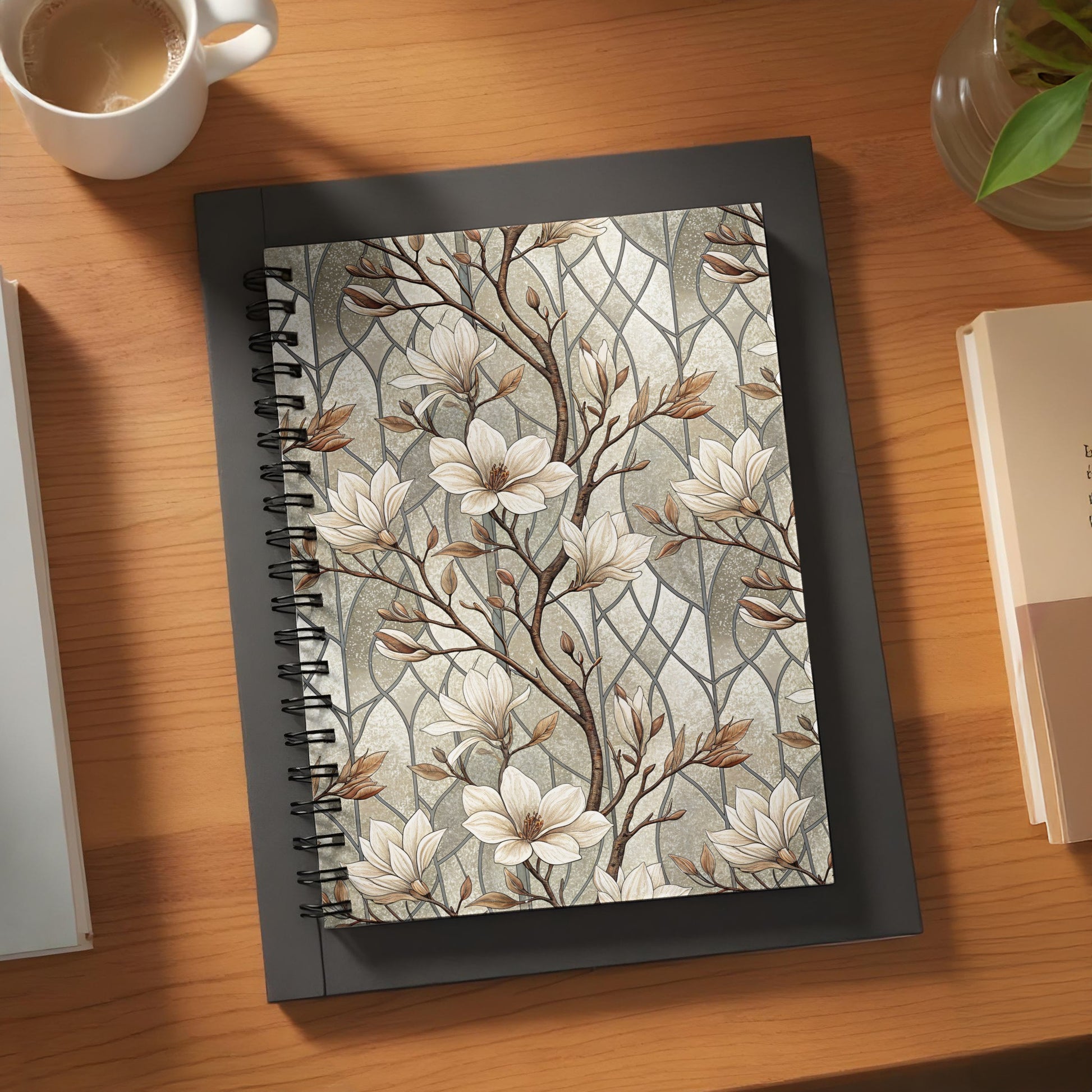 Elegant Floral Patterned Spiral Hardcover Notebook
