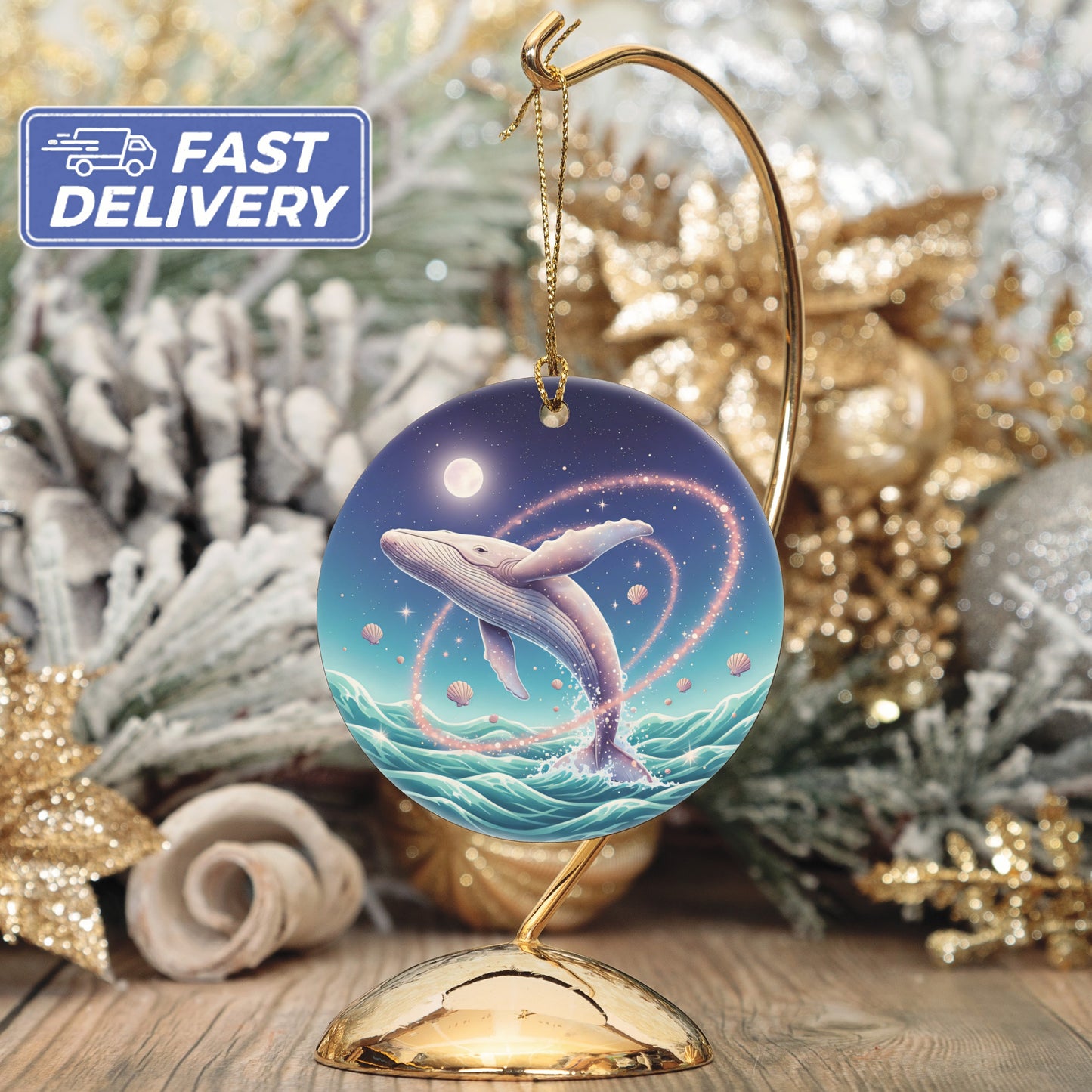 Celestial Whale Christmas Tree Ornament product