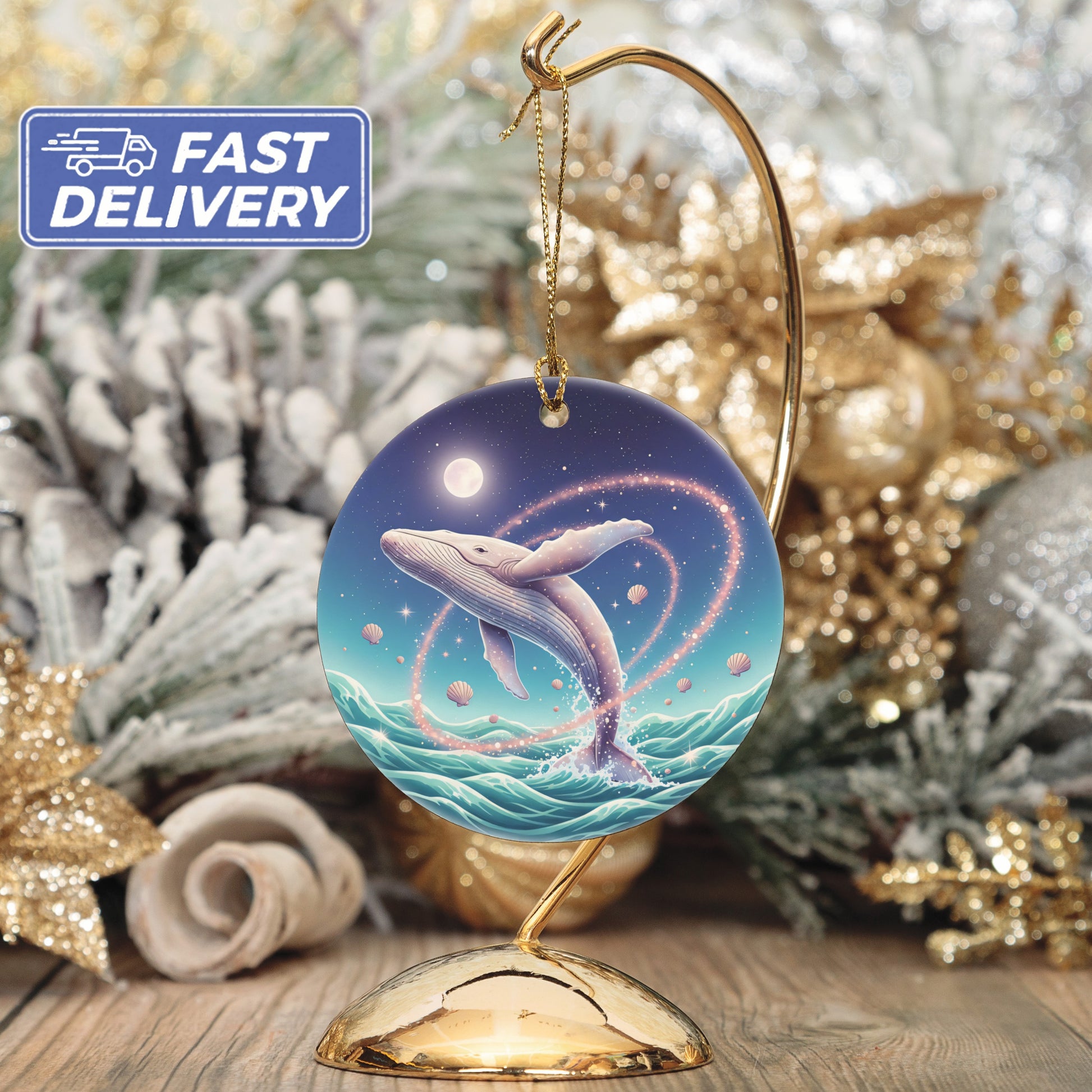 Celestial Whale Christmas Tree Ornament product