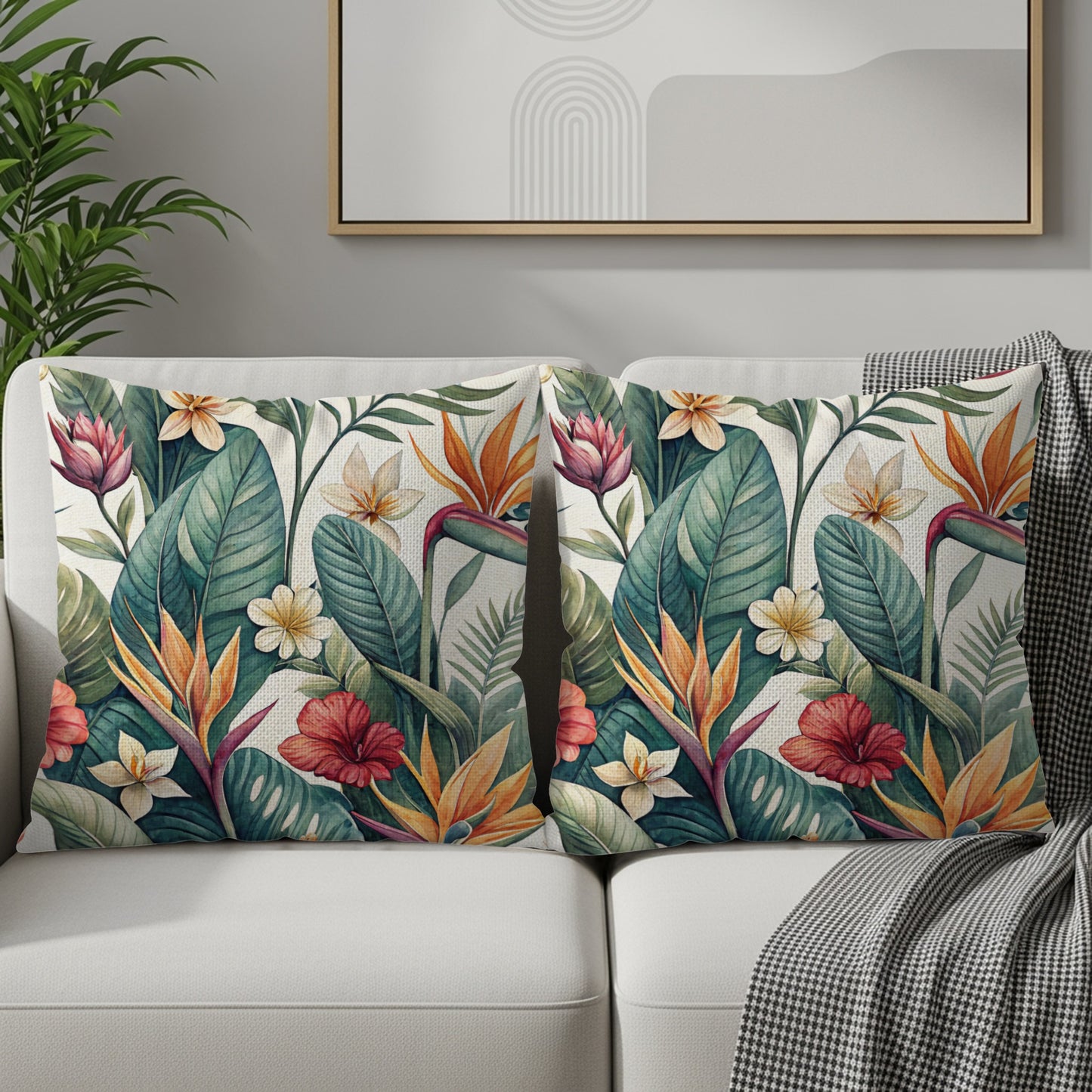 Tropical Floral Print Throw Pillows Set of 2 product