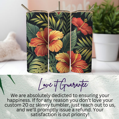 Custom 20 oz Skinny Tumbler with Vibrant Floral Design