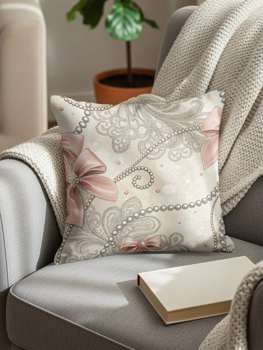 Bows on Lace with Pearls Decoration Pillows & Pillow Cases - Walk Greener