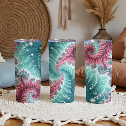 Fractal Pink And Teal Floral Design Amazing Digital Art Tumbler - Walk Greener