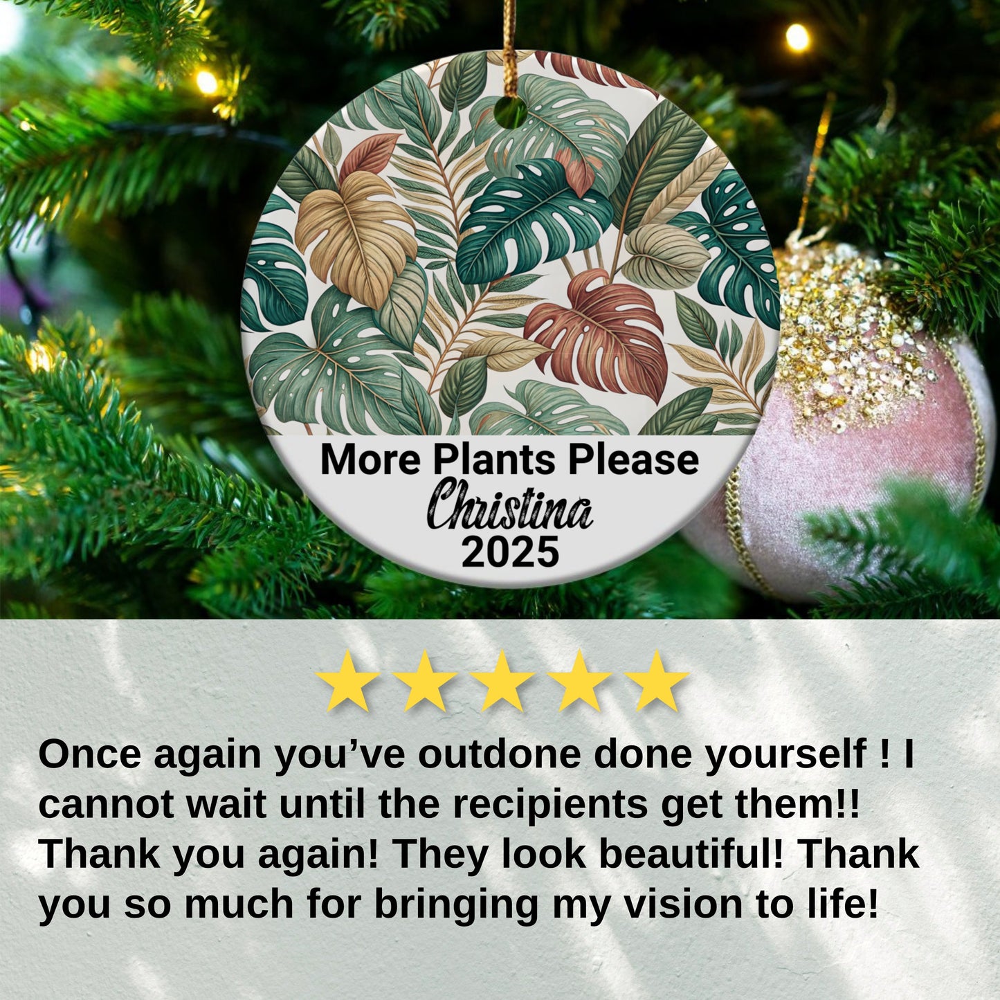 Personalized Tropical Leaves Christmas Ornament product type