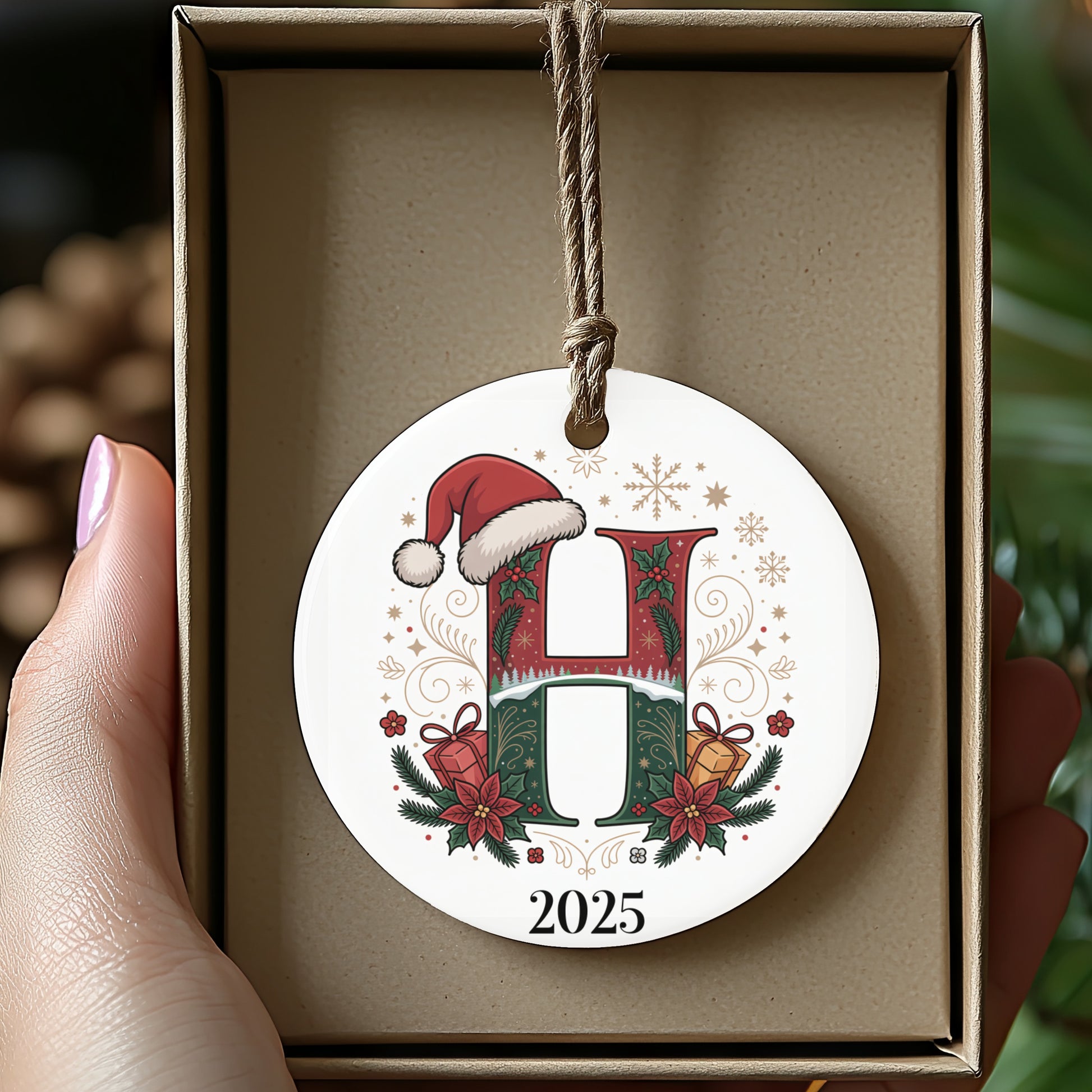 Personalized 2025 Christmas Ornament with Letter H product