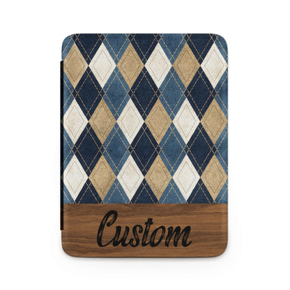 Custom Blue Beige Diamond Pattern Personalized Cover