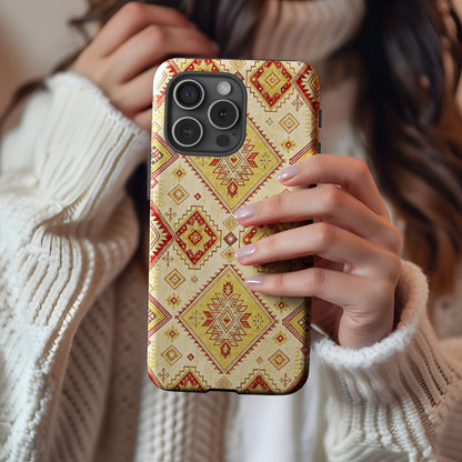 Geometric Design in Warm Tones Art Custom Phone Case - Walk Greener