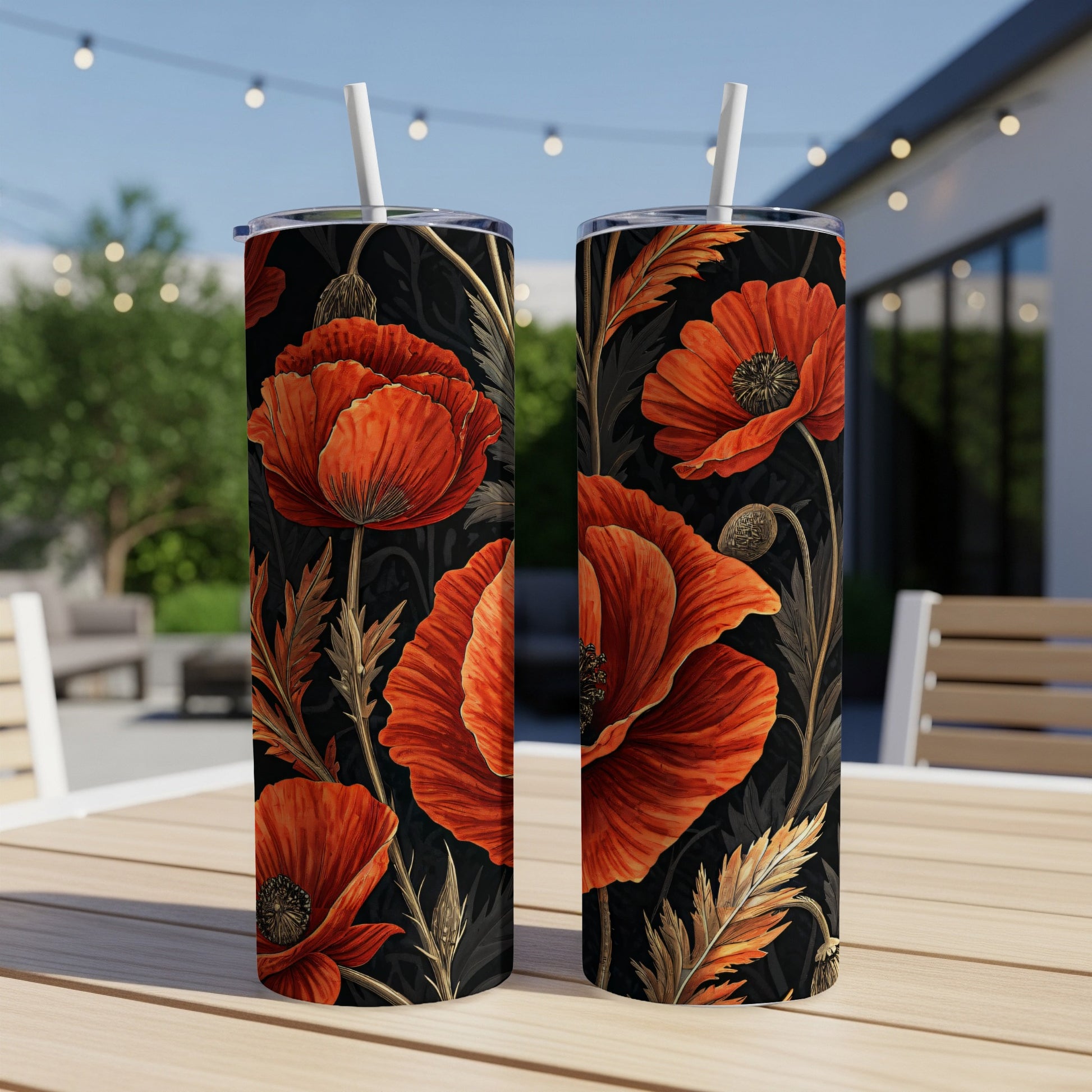 Artistic Floral Poppies Design Pattern for Beautiful Look Tumblers - Walk Greener
