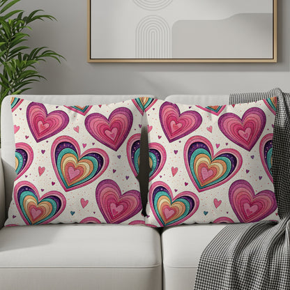 Vibrant Hearts Pattern Throw Pillow Cushion Product