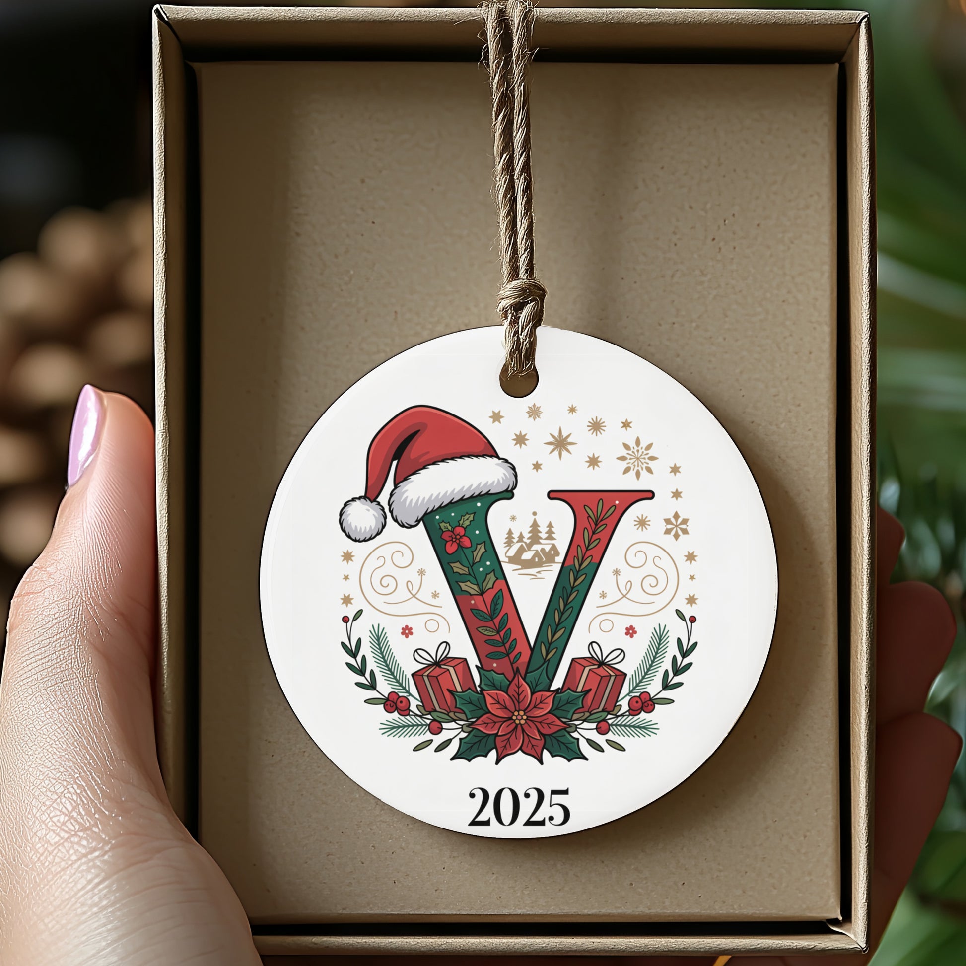 2025 Festive Ornament with Santa Hat Design product type