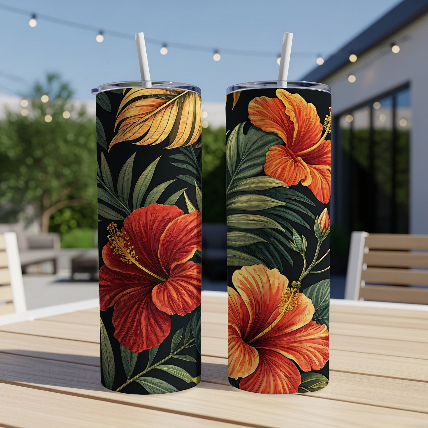 Vibrant Tropical Floral Design Tumbler Cup Product