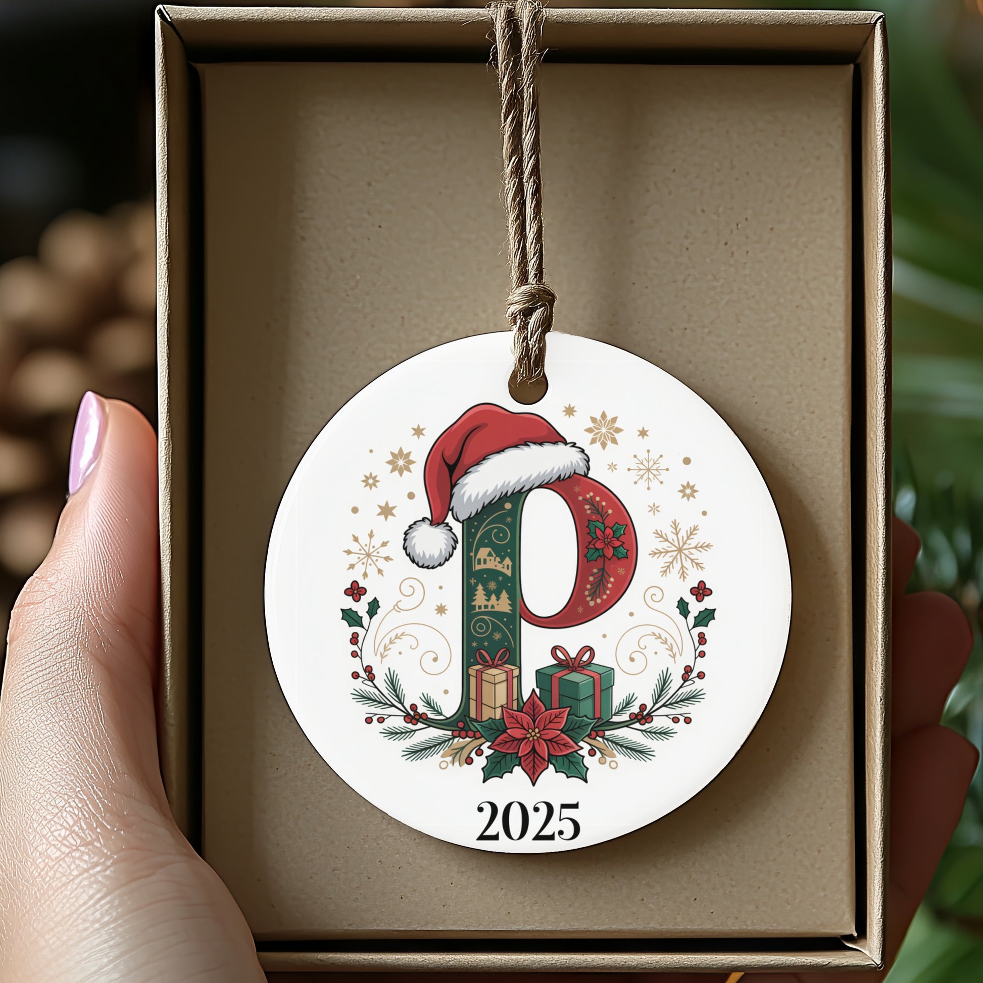 Festive Christmas Ornament with Santa Hat Product
