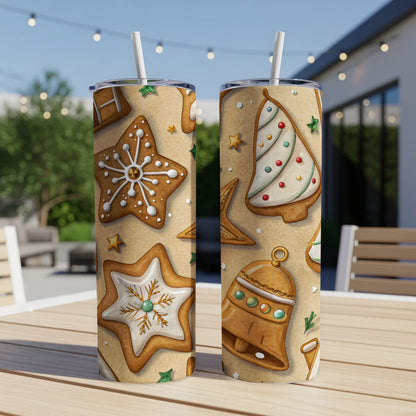 Festive Christmas Gingerbread Design Tumbler Cup