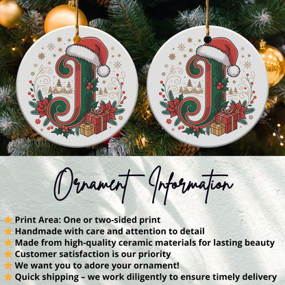 Santa Hat Monogram Ornament with Gift Boxes product