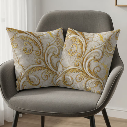 Elegant Gold and Marble Pattern Decorative Pillow Set