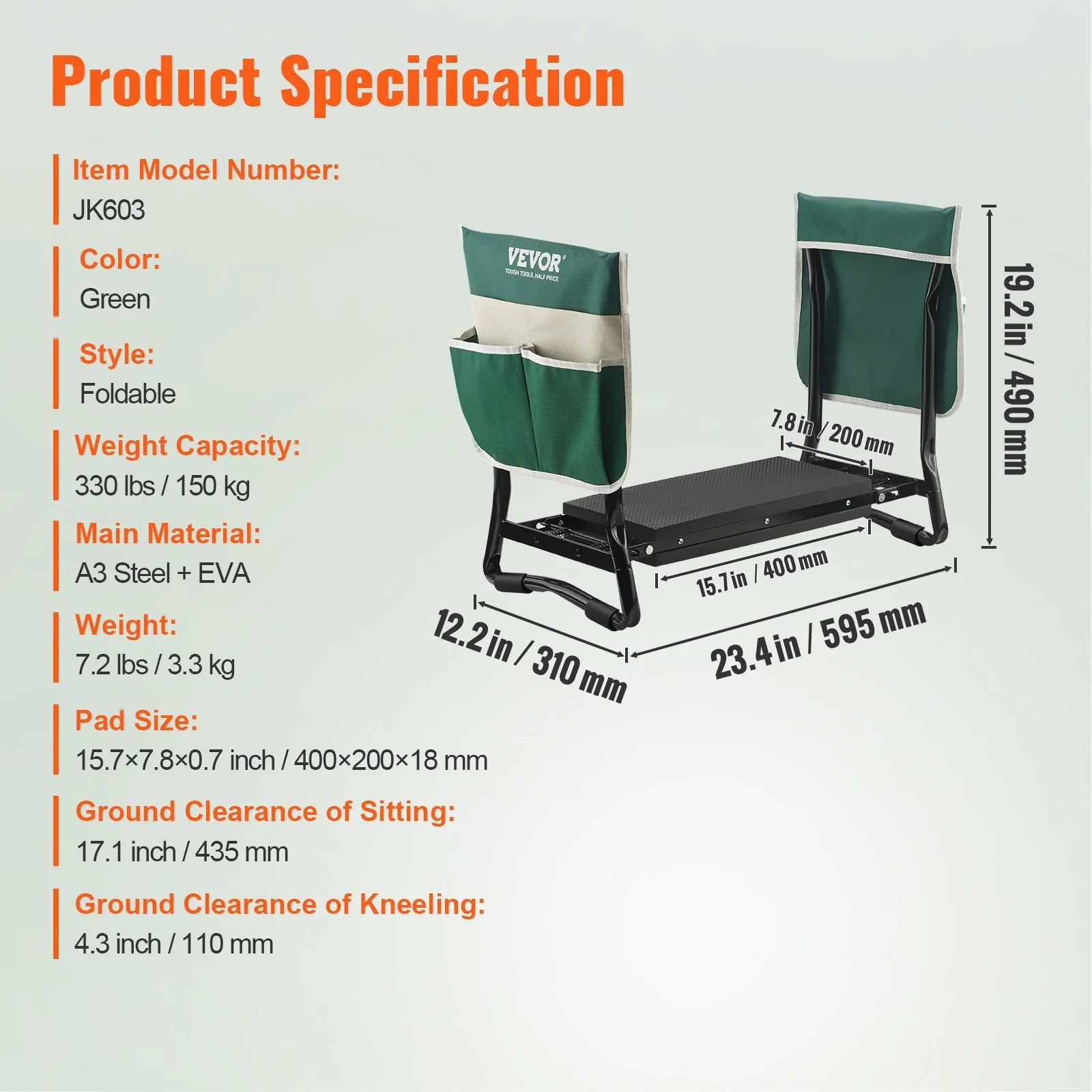 WalkGreener™ Garden Kneeler & Seat – Foldable Gardening Bench with Tool Bag