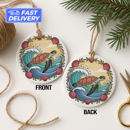 Sea Turtle Ocean Scene Ceramic Ornament product type