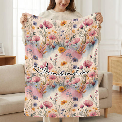 Personalized Floral Pattern Amanda Blanket Gift