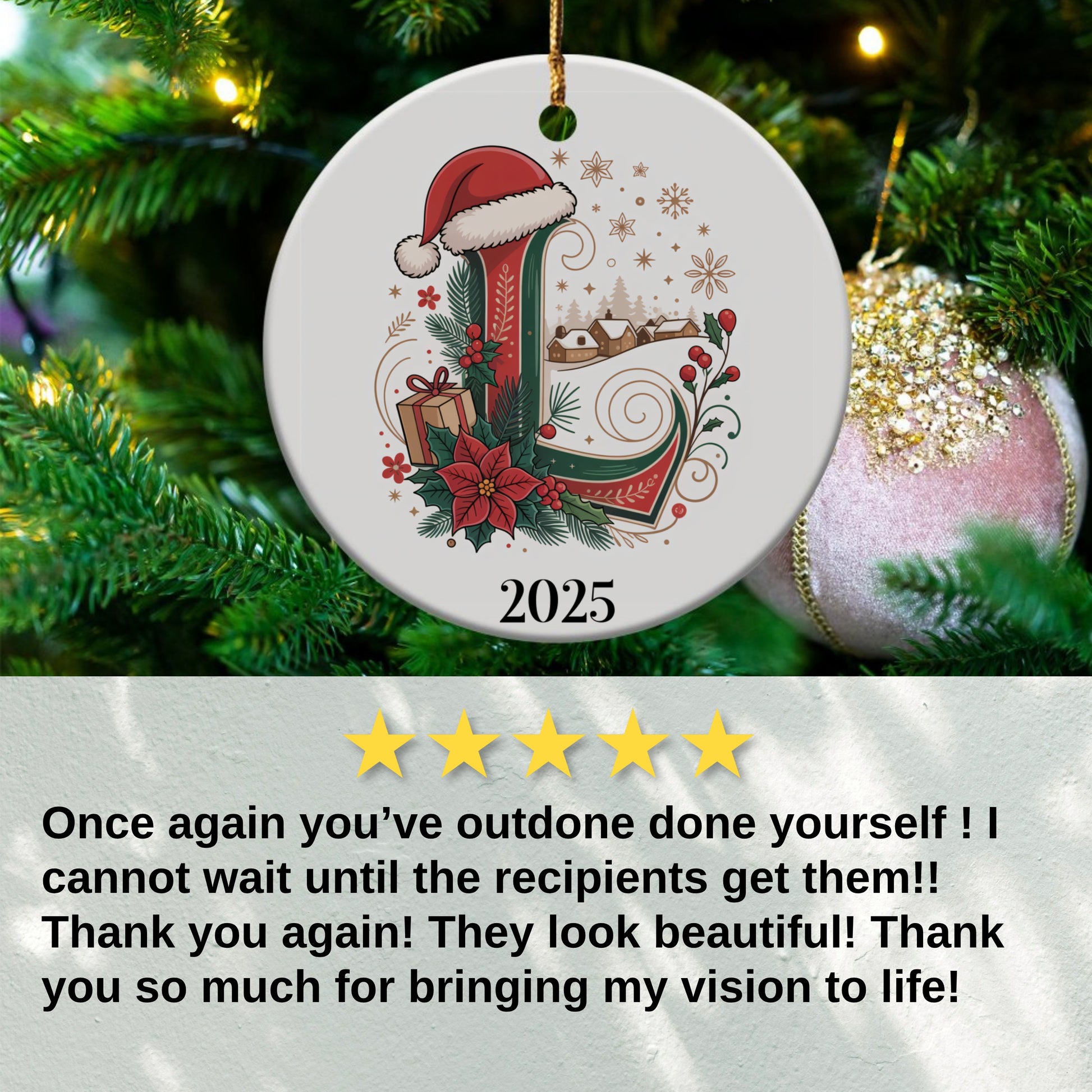 Personalized Christmas 2025 Ornament Holiday Decoration product type