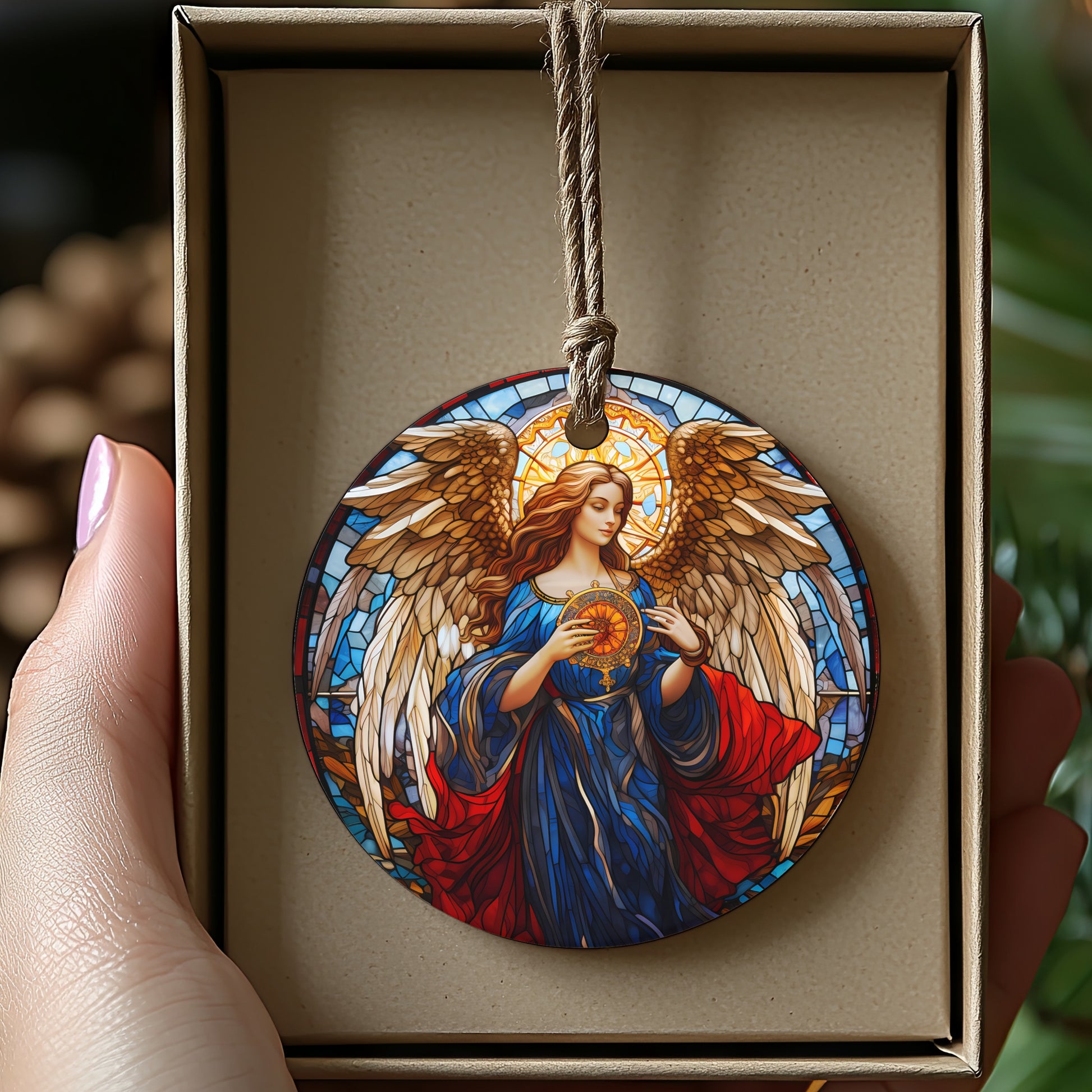 Elegant Angelic Stained Glass Look Ornament product type
