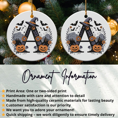 Halloween Witch Hat and Pumpkin Round Ornament product type
