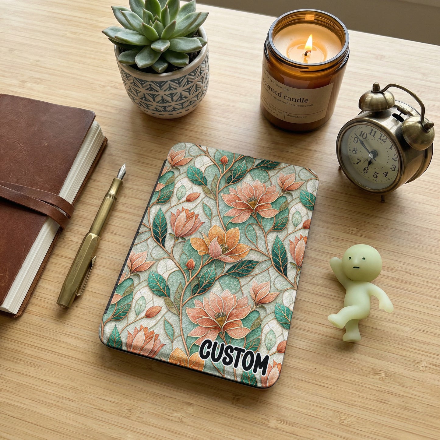 Custom Floral Design Kindle Case Cover Customizable
