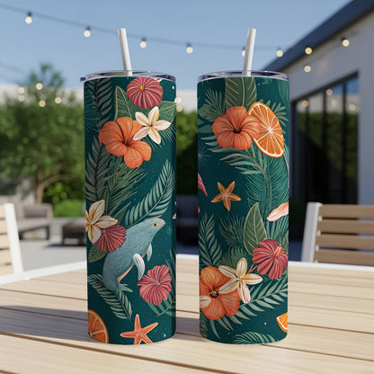 Tropical Floral and Animal Pattern Insulated Tumbler