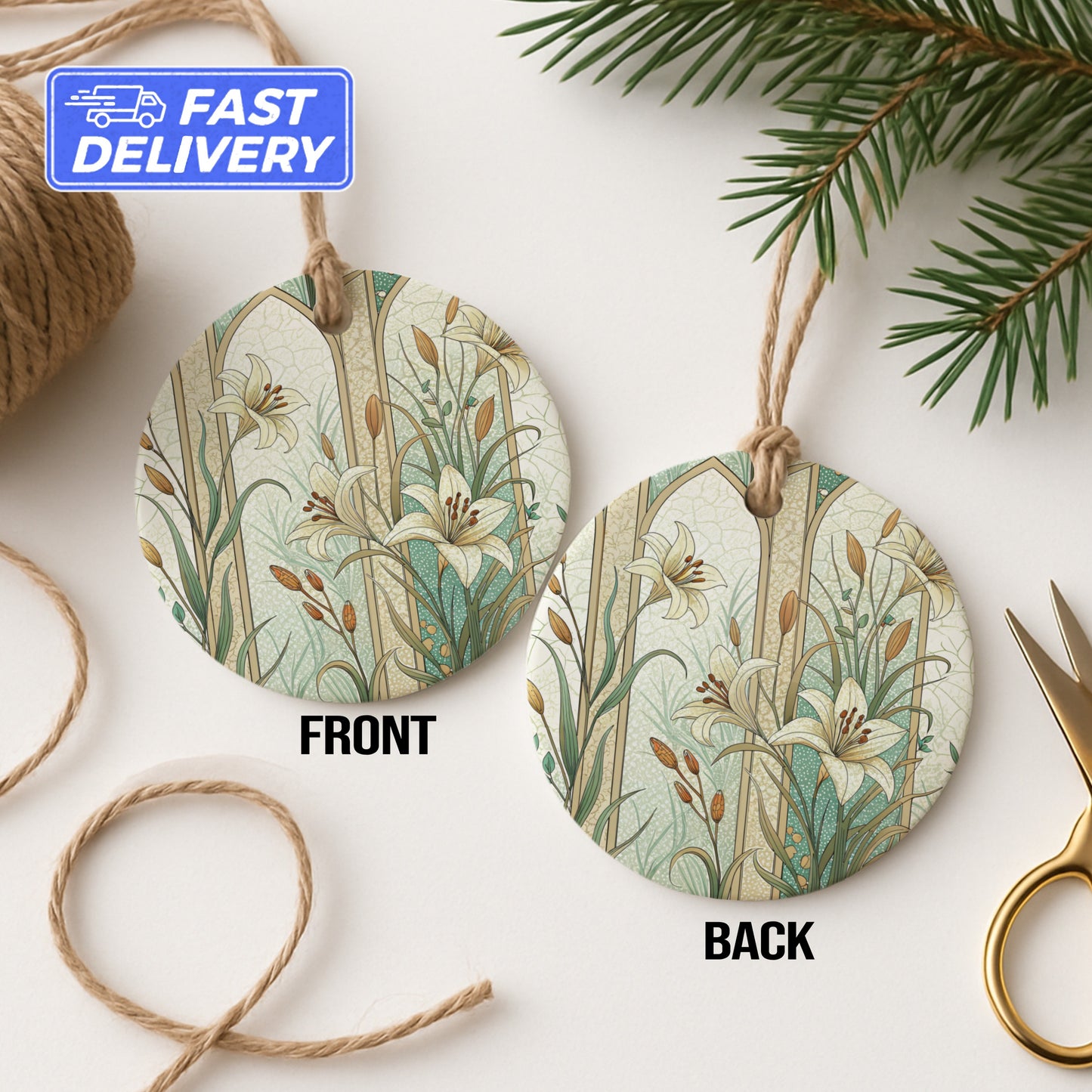 Elegant Floral Pattern Round Hanging Ornament Decor