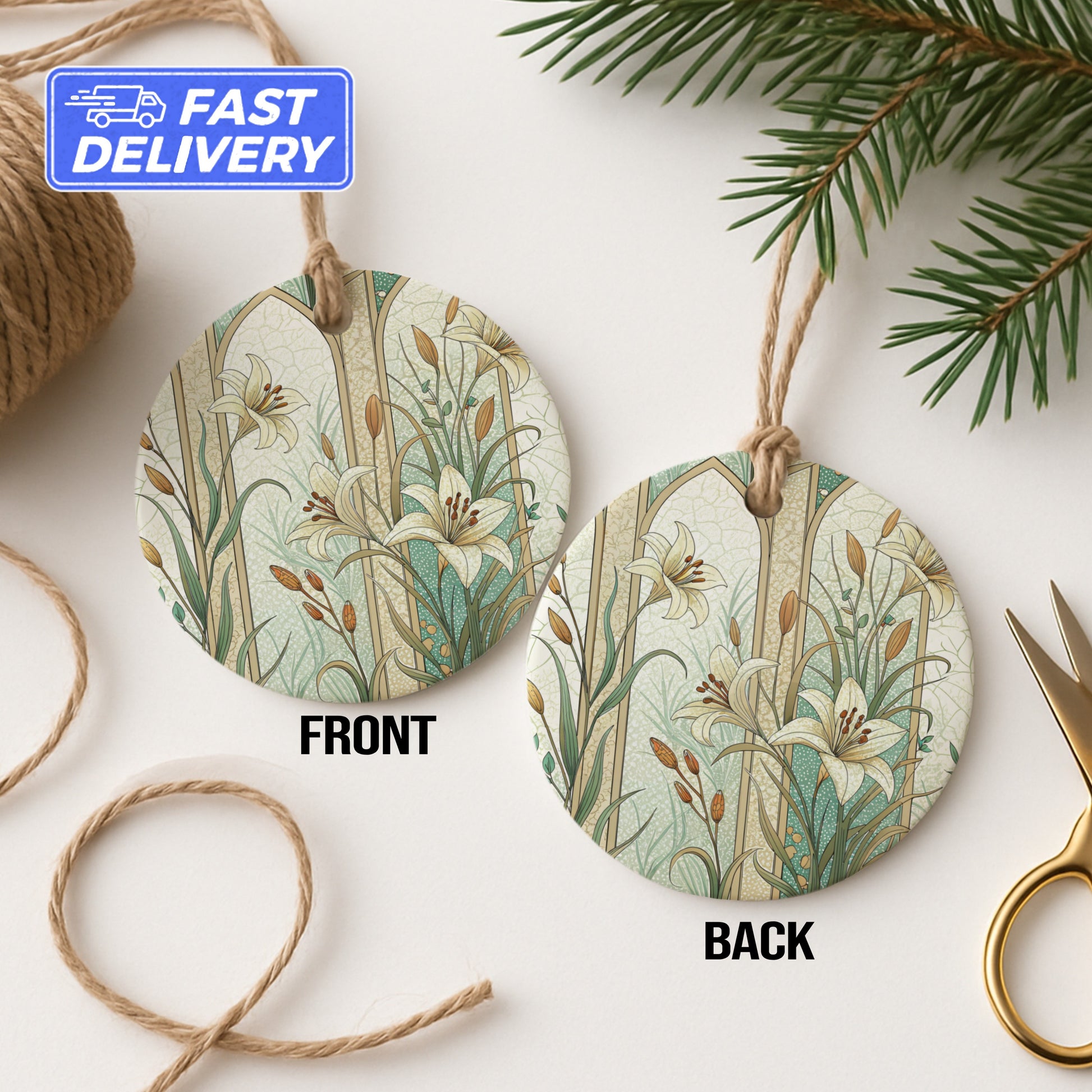 Elegant Floral Pattern Round Hanging Ornament Decor